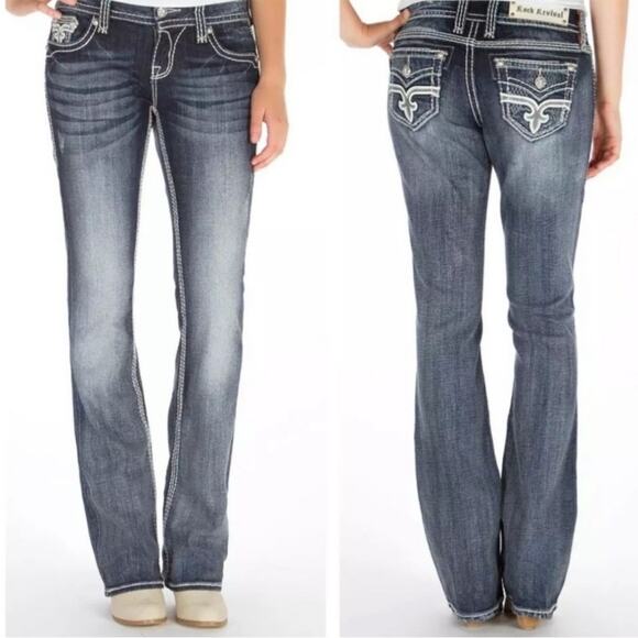 Rock Revival Denim - Rock Revival Lonnie Easy Boot Stretch Jeans Women’s Size 28 Thick Stitch